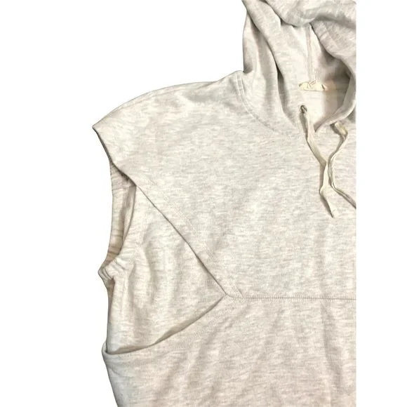 Jane + Delancey Light Gray Oversized Sleeveless 90's Style Hoodie Sweatshirt-Sma - Picture 9 of 13